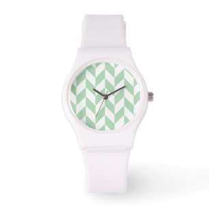 Mint Green Herringbone Pattern Watch