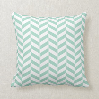 Mint green Herringbone Throw Pillow