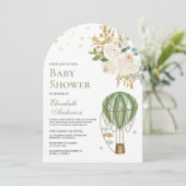 Mint Green Hot Air Balloon Arch Baby Shower Invitation (Standing Front)