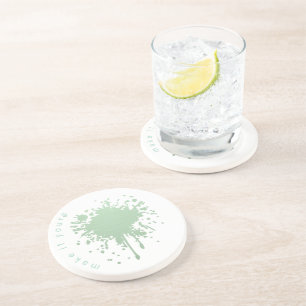 Mint Green Ink Blot Paper Plates- Make It Yours Coaster