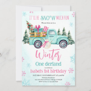 Mint Green It'll be Snow Much Fun Birthday Invitation