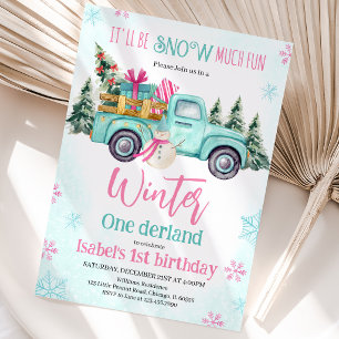 Mint Green It'll be Snow Much Fun Birthday Invitation