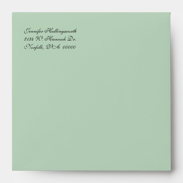 Mint Green & Ivory Damask Wedding Envelope (Front)