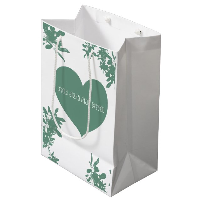 Mint Green Ivy  Medium Gift Bag (Front Angled)