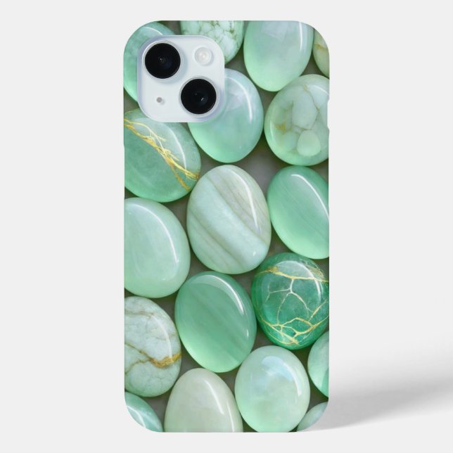 Mint Green Jade Crystals Aesthetic Phone Case  (Back)