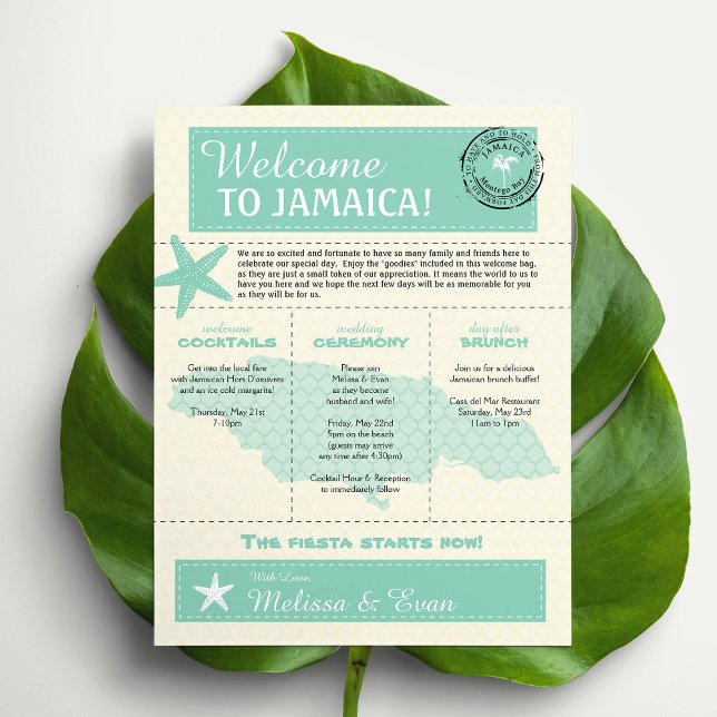 Mint Green Jamaica Wedding Welcome Letter Flyer (Creator Uploaded)