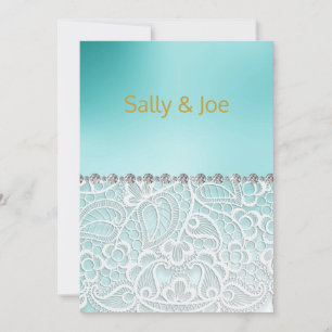 Mint Green Lace Diamond Wedding Invitation