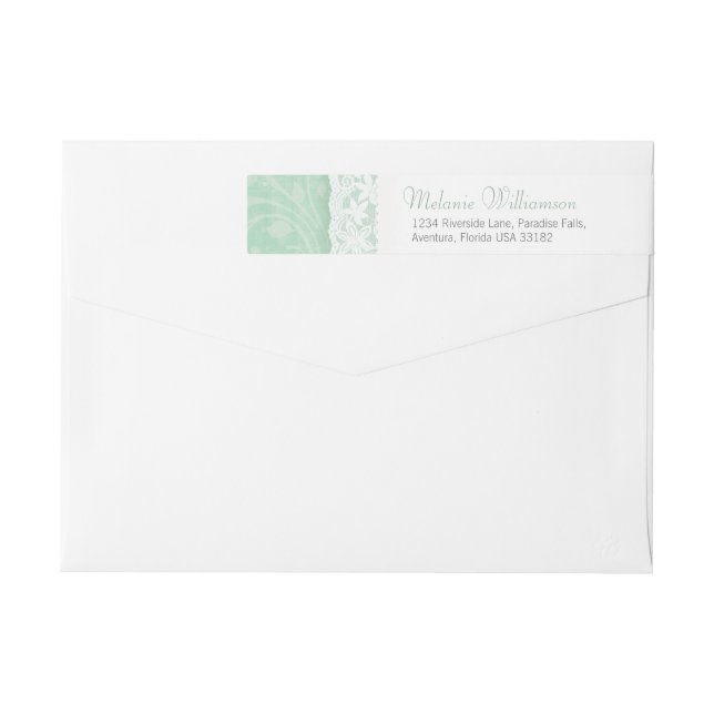 Mint green lace reply sticker wrap around label (Back)