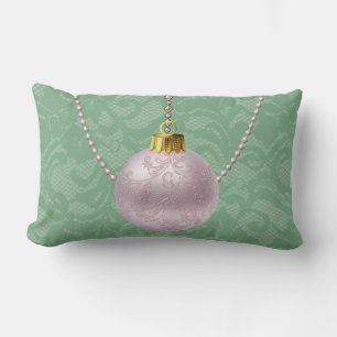 Mint Green Lace Soft Pink Ornament Lumbar Cushion