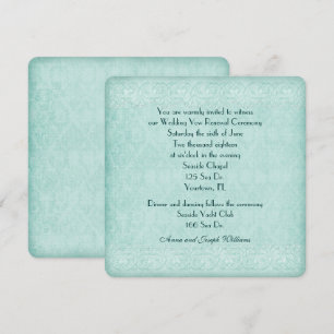 mint green lace Wedding Vow Renewal Invitation