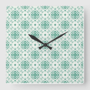 Mint green large square clock - surface pattern