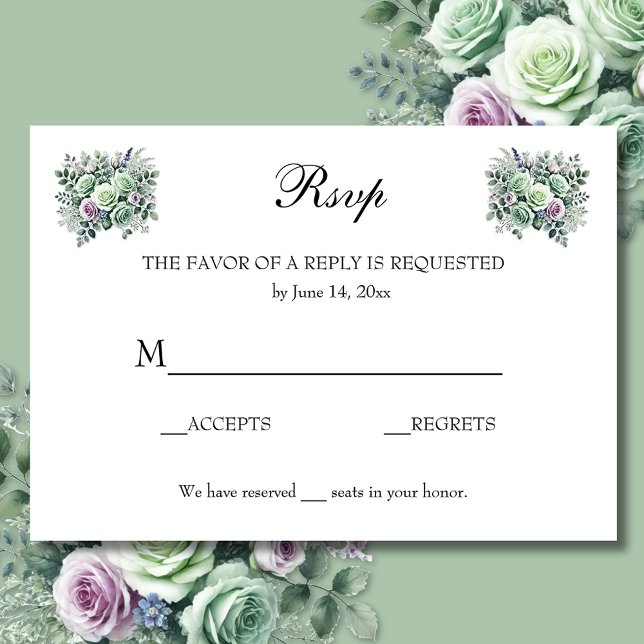 MInt Green Lavender Floral RSVP Card (Creator Uploaded)