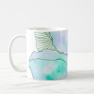 Mint Green Lavender Watercolor Botanical Leaves Coffee Mug