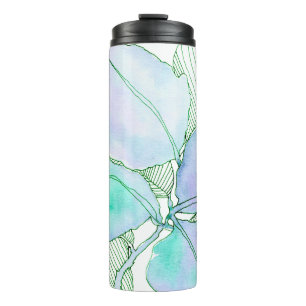 Mint Green Lavender Watercolor Botanical Leaves Thermal Tumbler