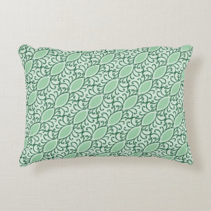 Mint Green Leaf Pattern Accent Pillow
