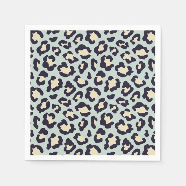 Mint green leopard print napkin (Front)