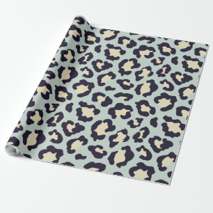 Mint green leopard print wrapping paper