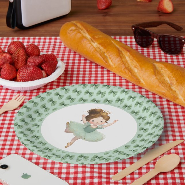 Mint Green Little Princess Ball Paper Plate (Picnic)