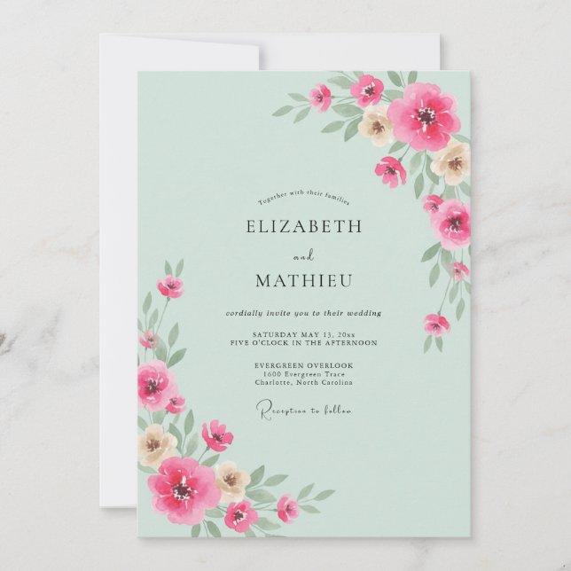 Mint Green Lively Spring Wedding Invitation (Front)