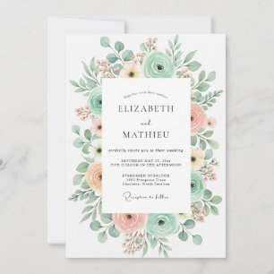 Mint Green Lovely Spring Wedding Invitation