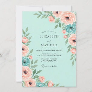 Mint Green Luminous Spring Wedding Invitation
