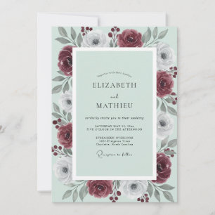 Mint Green Lush Winter Wedding Invitation