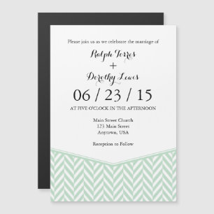 Mint Green Magnetic Herringbone Wedding Invite