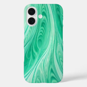 Mint Green Marble Flow – Abstract Fluid Pattern iPhone 16 Case