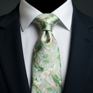 Mint Green Marble & Gold Tie