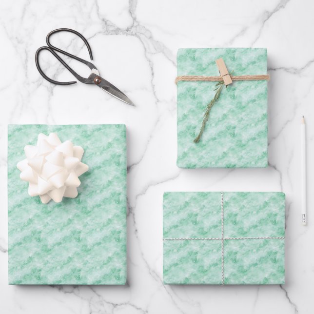 Mint Green Marble Wrapping Paper Sheet (Front)