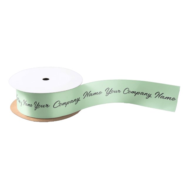 Mint Green Marketing Branding Branded Company Name Satin Ribbon (Spool)