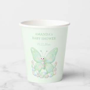 Mint Green Marshmallow Butterfly Baby Shower Paper Cups