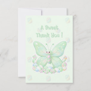Mint Green Marshmallow Butterfly Baby Shower Thank You Card