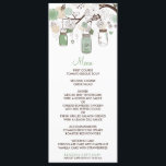 Mint Green Mason Jars Wedding Menu Card<br><div class="desc">Whimsical menu card featuring hanging masons jars,  flowers and lovebirds. This is part of a wedding suite. Matching items are available in my store.</div>