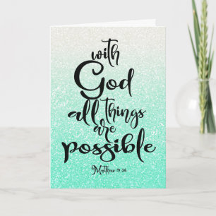Mint Green  Matthew  19:26 All Things are Possible Card