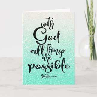 Mint Green Matthew 19:26 All Things are Possible Card