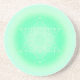 Mint Green Metatron's Cube Sacred Geometry Coaster