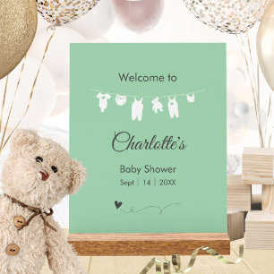 Mint Green Minimalist Gender Neutral Baby Shower Acrylic Sign