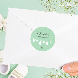 Mint Green Minimalist Gender Neutral Baby Shower Classic Round Sticker