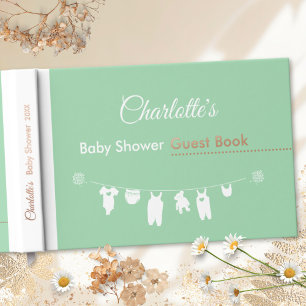 Mint Green Minimalist Gender Neutral Baby Shower Guest Book
