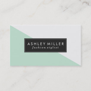 Mint Green Modern Colour Block Business Card