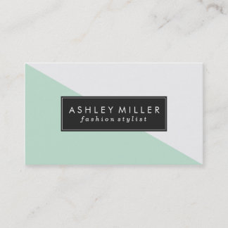 Mint Green Modern Colour Block Business Card