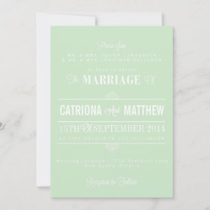 Mint Green Modern Floral Wedding Invitation