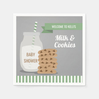 Mint Green Modern Milk and Cookies Baby Shower Napkin