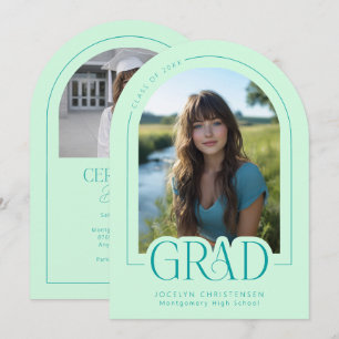 Mint Green Modern Minimal Grad Photo Announcement