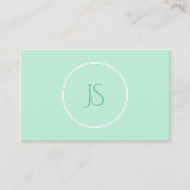 Mint Green Modern Minimalist Monogram Professional Business Card (Front)