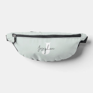 Mint Green Modern Minimalist Monogrammed Bum Bags