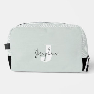 Mint Green Modern Minimalist Monogrammed Dopp Kit
