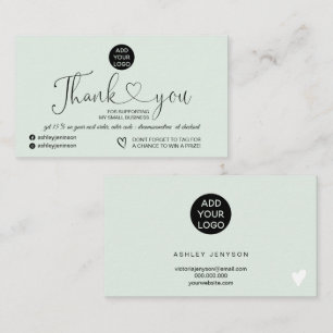 Mint green modern simple logo order thank you business card