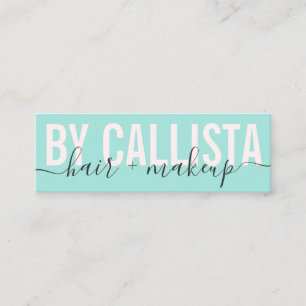 Mint Green Modern Simple Typography Makeup Hair Mini Business Card